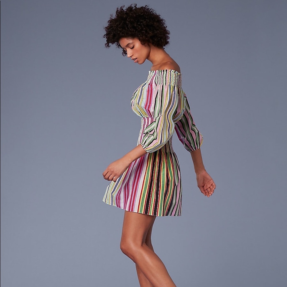 XS-S-M-L✨DVF Striped Off-Shoulder Mini Dress | Size XS | NWT | $248 Retail